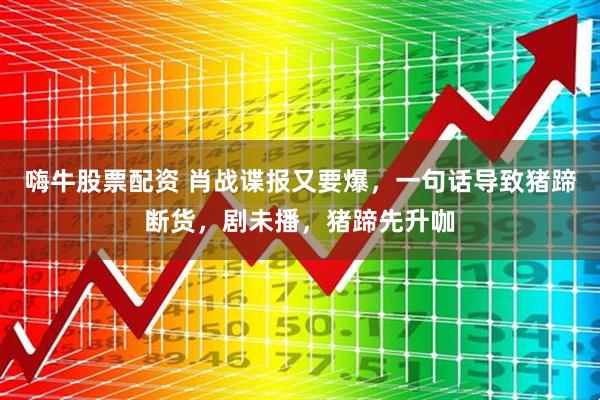 嗨牛股票配资 肖战谍报又要爆，一句话导致猪蹄断货，剧未播，猪蹄先升咖