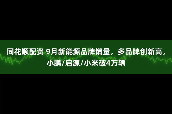 同花顺配资 9月新能源品牌销量，多品牌创新高，小鹏/启源/小米破4万辆